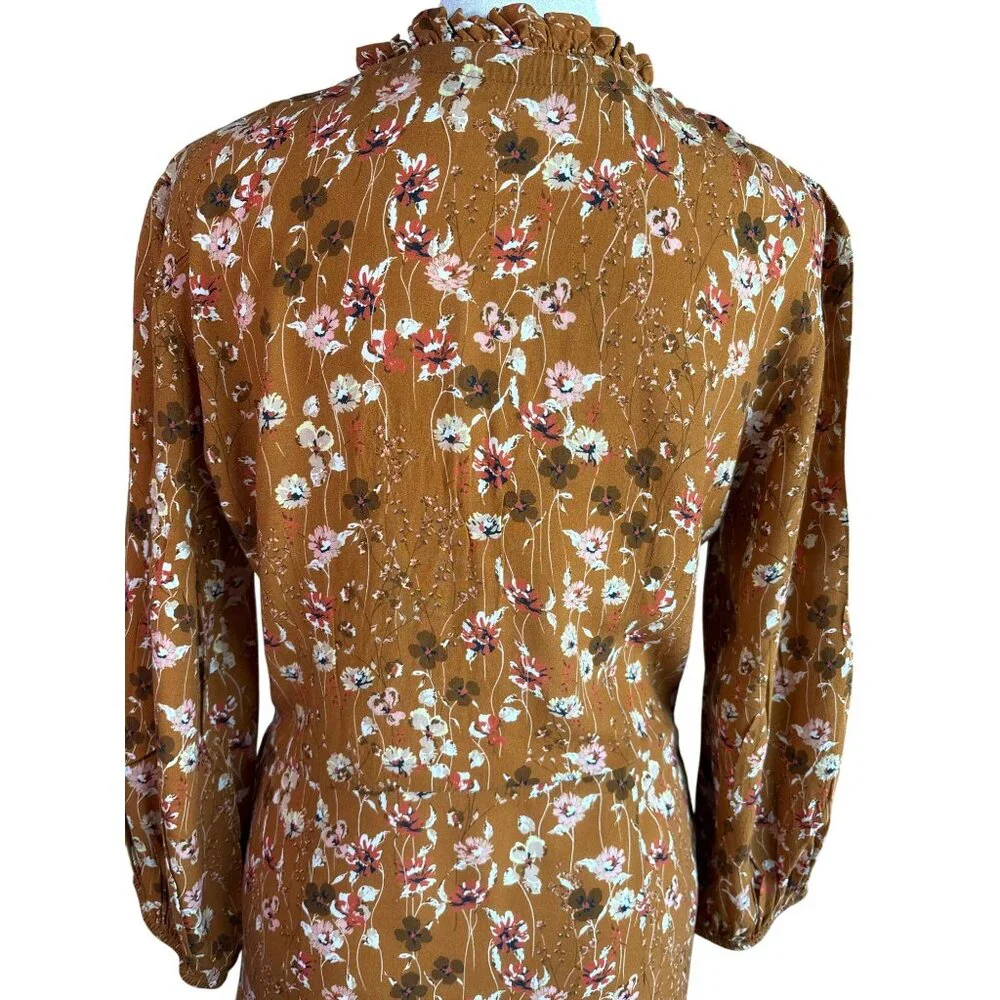 Naja Lauf Dress Size S/M Sheath Mustard Floral‎ Print Lagonlook Copenhagen